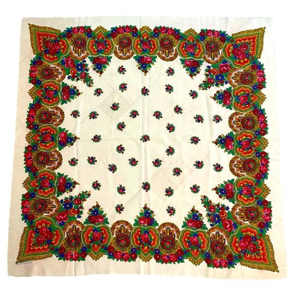 Liz Sinclair Paisley Scarf Wrap Oversized Italian Cottagecore Grandma 80s - Picture 2 of 4